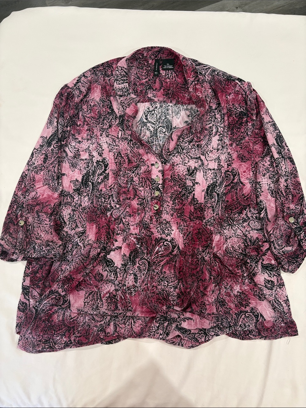 new directions Pink Paisley Button-Front Shirt